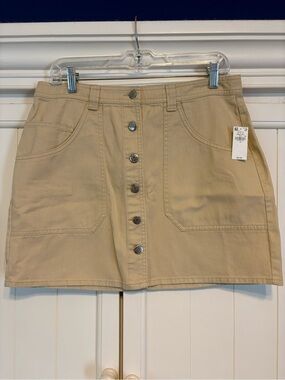 Old Navy Beige Button-Front Mini Skirt